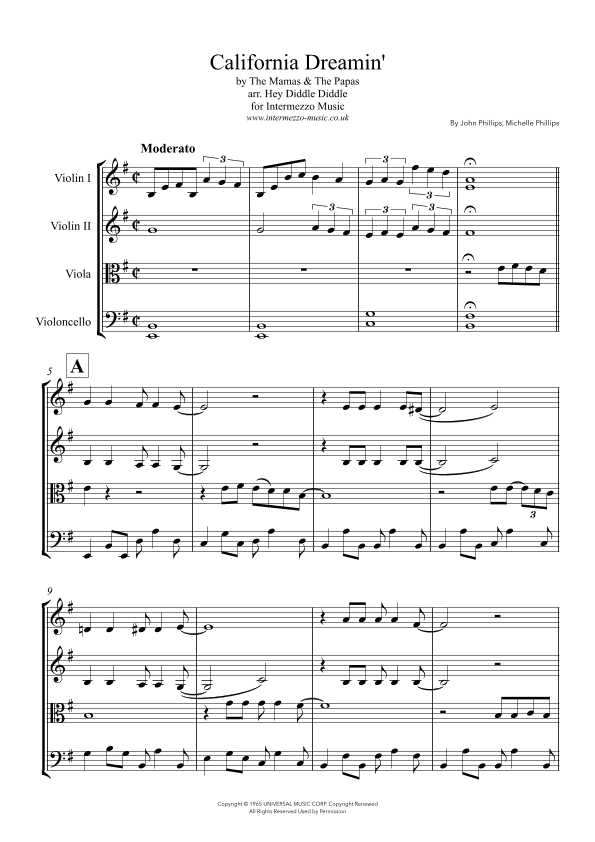 California Dreamin' (arr. Hey Diddle Diddle)