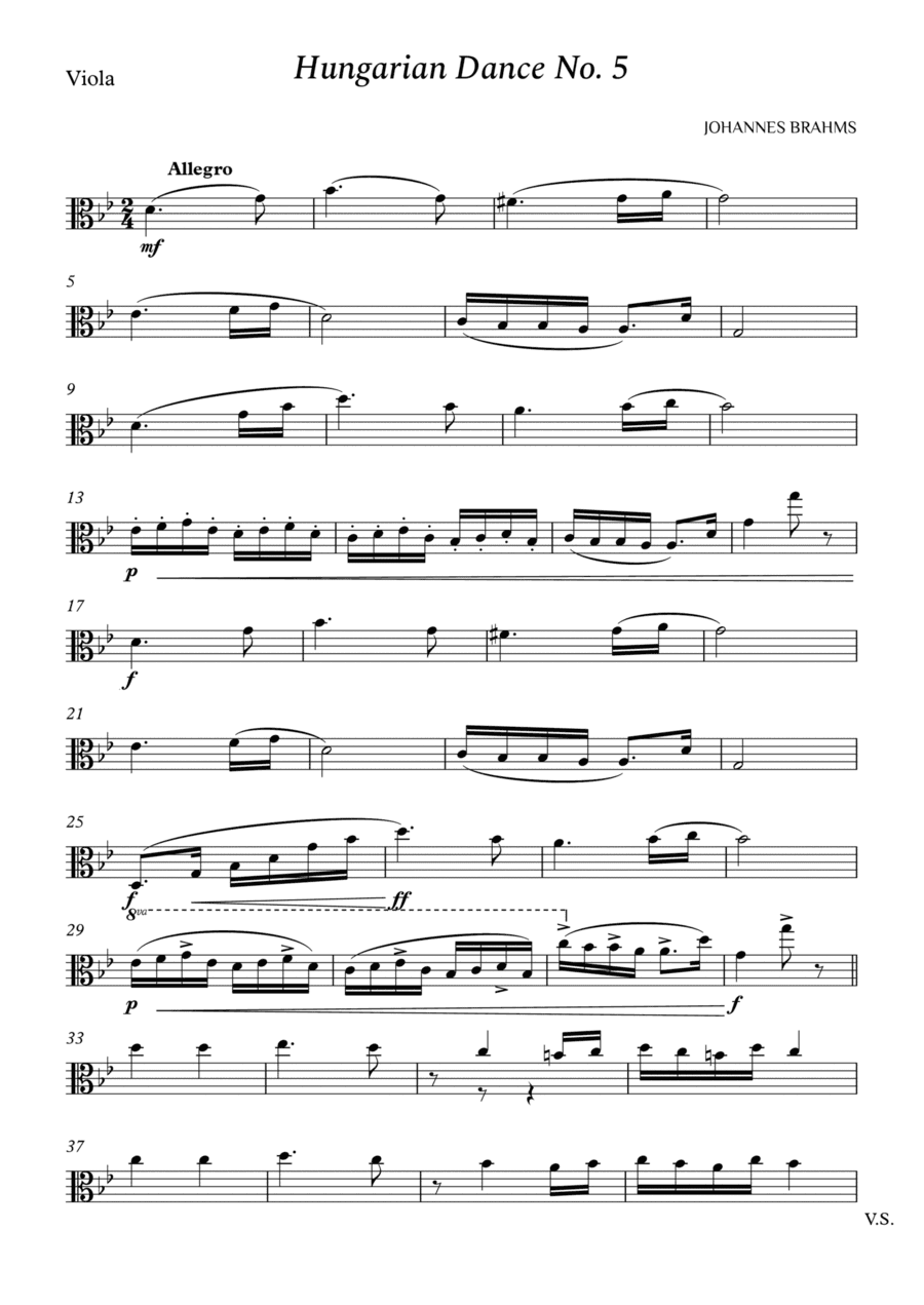 Hungarian Dance No. 5 for Viola (arr. Cássio Silva Chaves)