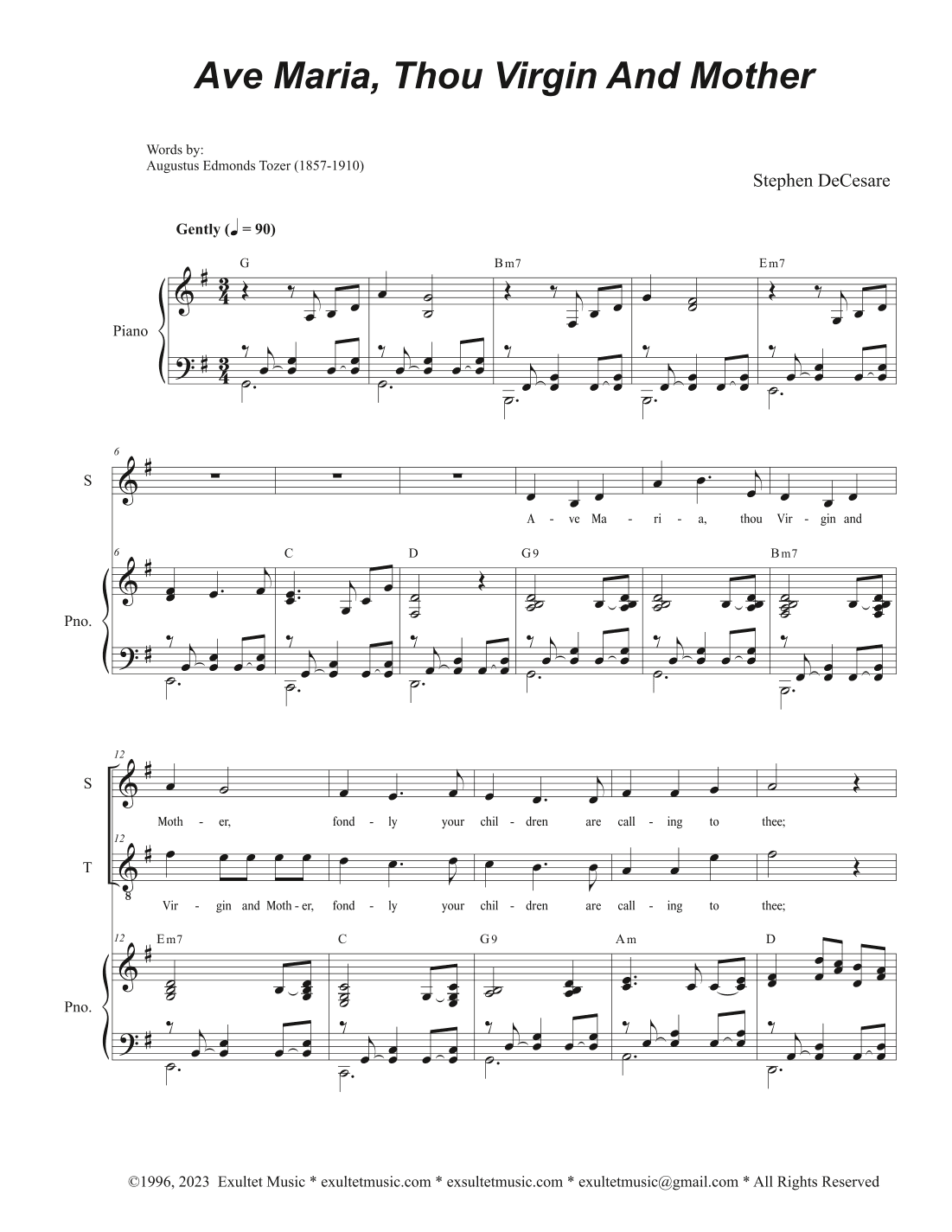 Ave Maria, Thou Virgin And Mother (2-part choir - (Soprano and Tenor)