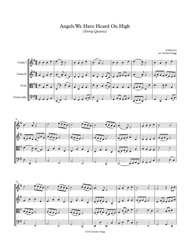 Angels We Have Heard on High for String Quartet-Score and Parts (arr. Jordan Grigg)