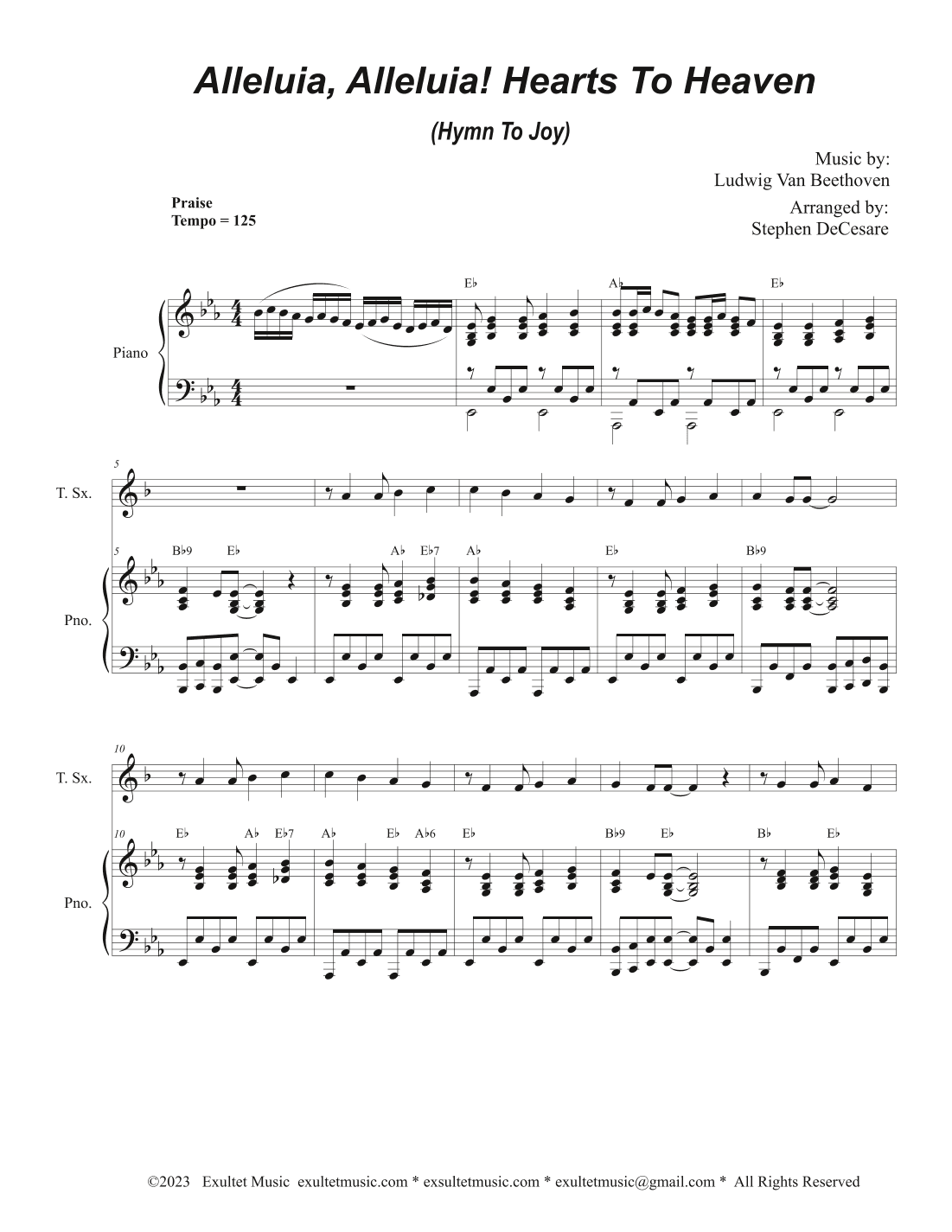Alleluia, Alleluia! Hearts To Heaven (Tenor Saxophone and Piano) (arr. Stephen DeCesare)