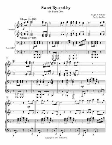 Sweet By-and-by for Piano Duet (arr. Ian Wei)