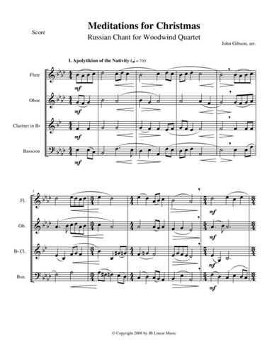 Meditations for Christmas, Russian Chant for Woodwind Quartet (arr. John Gibson)