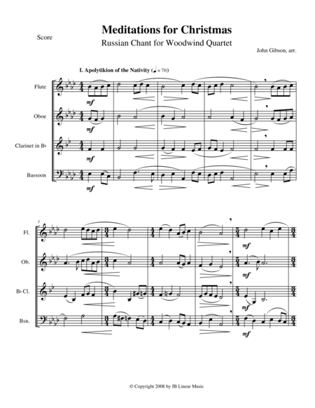 Meditations for Christmas, Russian Chant for Woodwind Quartet (arr. John Gibson)
