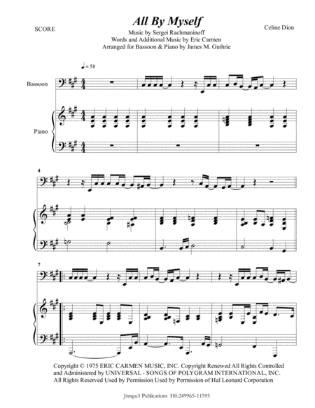 All By Myself (arr. James M. Guthrie, ASCAP)