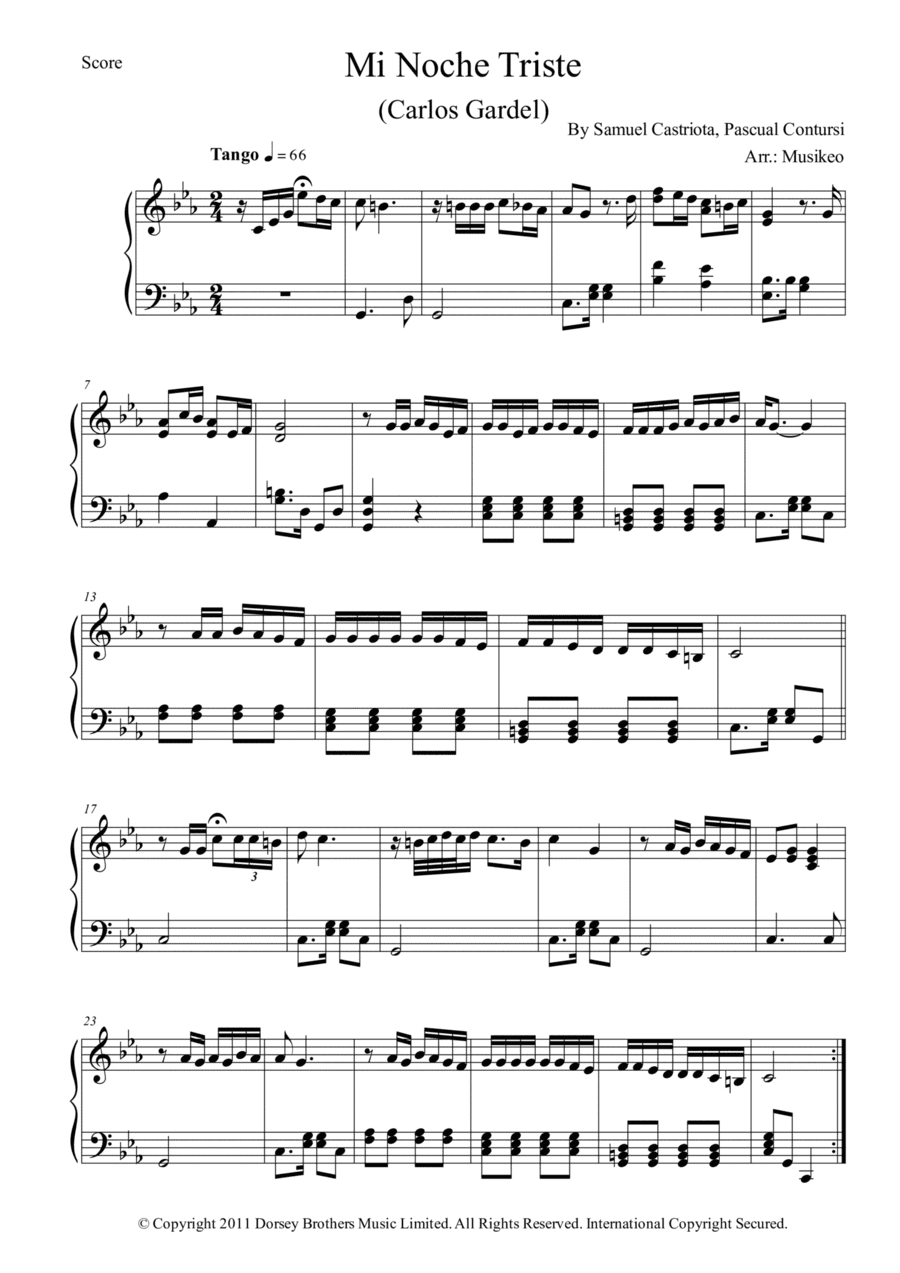 Mi Noche Triste (arr. Musikeo)