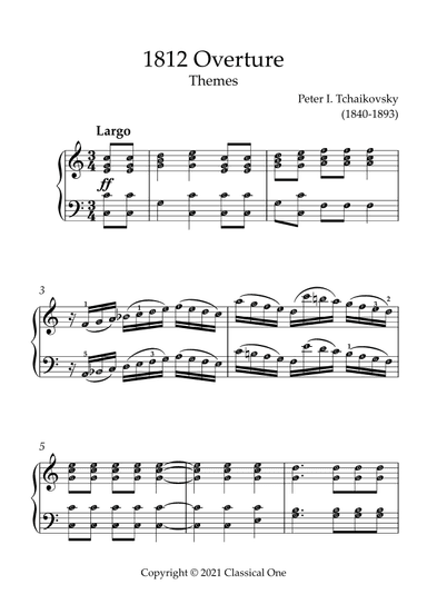 Tchaikovsky - 1812 Overture Theme(With Note name) (arr. MPS)