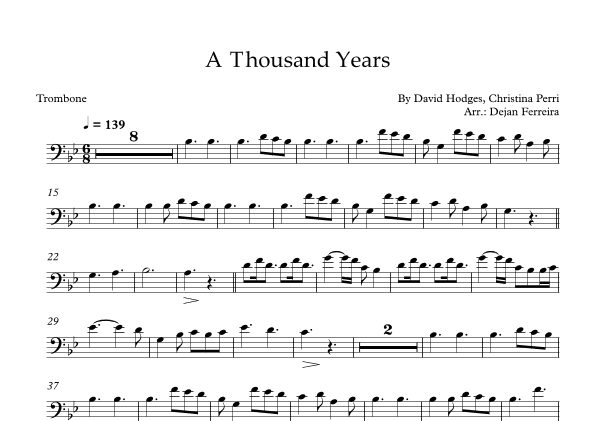 A Thousand Years (arr. Dejan Ferreira)