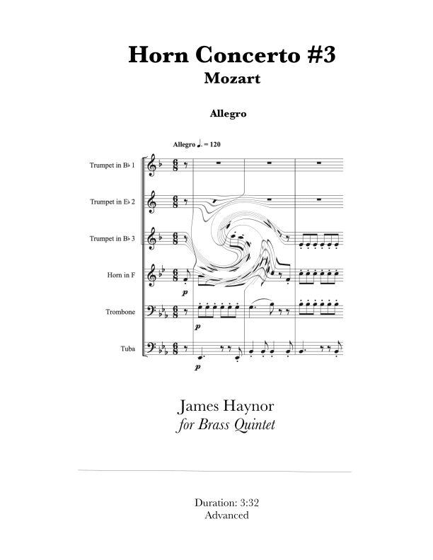 Horn Concerto #3 Finale for Brass Quintet (arr. James Haynor)