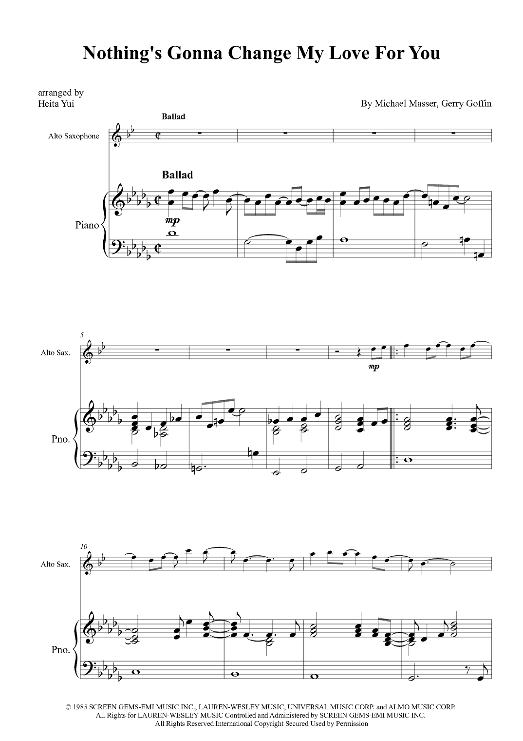 Nothing's Gonna Change My Love For You (arr. Heita Yui)
