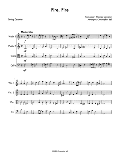 Fire, fire - Thomas Campion - String Quartet (arr. Christopher Bell)
