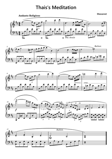 Thais Meditation Easy Piano (arr. Funtom)