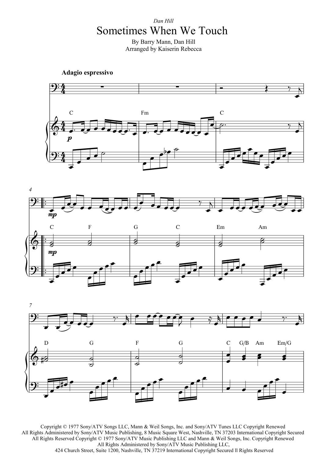 Sometimes When We Touch (arr. Kaiserin Rebecca)