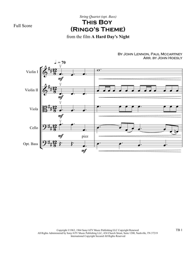 This Boy (ringo's Theme) (arr. John Hoesly)