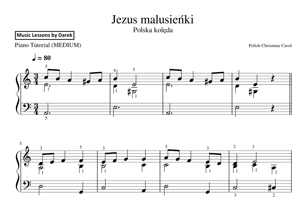 Jezus malusienki (Polish Christmas Carol) [MEDIUM PIANO] (arr. Darek)