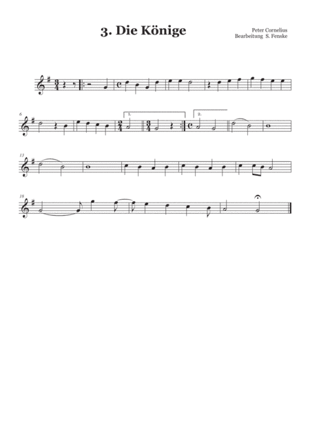 Peter Cornelius Weihnachtslieder - 3. Die Könige - Flöte (arr. Sabine Fenske)