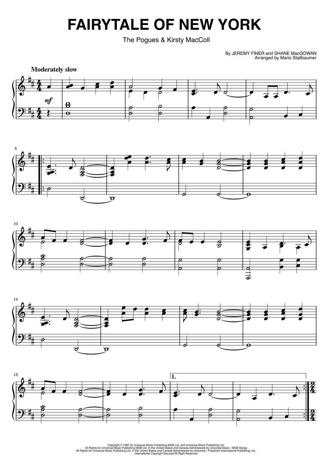 Fairytale Of New York (arr. Mario Stallbaumer)