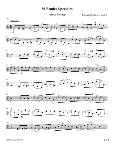 Mazas, Etudes for Viola Op 36, Book 1, No.17 (arr. String Masters)