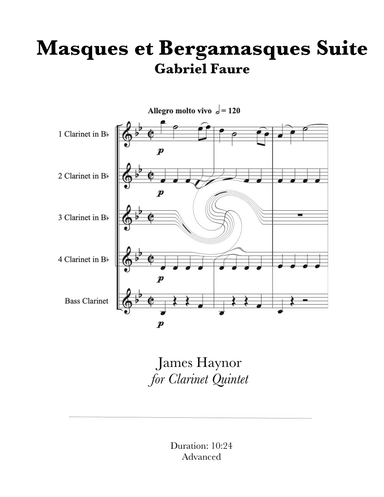 Masques et Bergamasques Suite for Clarinet Quintet (arr. James Haynor)