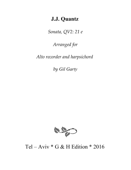 Sonata, QV2: 21 e (arrangement for alto recorder and harpsichord) (arr. Gil Garty)