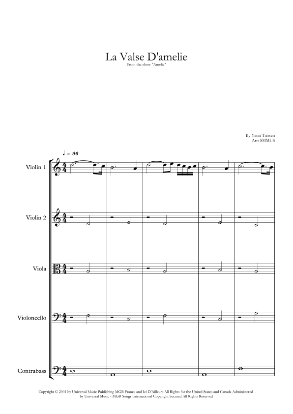 La Valse D'amelie (arr. SMMUS)