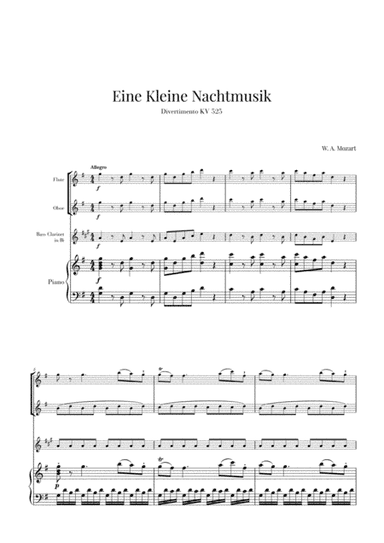 Eine Kleine Nachtmusik for 2 Oboes, Bass Clarinet and Piano (arr. Cadenza Editions)