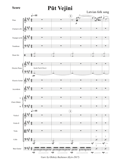 Latvian folk song "Put Vejini" (Score and Parts) (arr. arrange by Oleksiy Bazhenov)