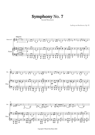 Symphony No. 7 by Beethoven for French Horn and Piano (arr. Ander)
