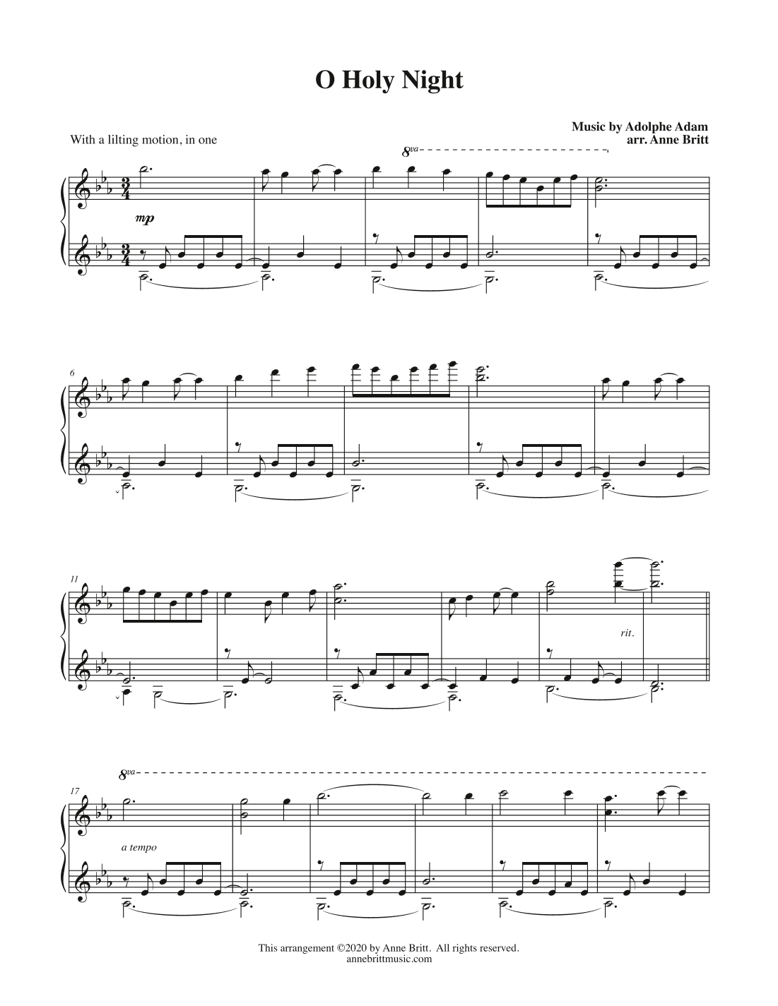 O Holy Night (piano solo) (arr. Anne Britt)