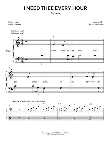 I Need Thee Every Hour (Big Note) (arr. Rebecca Belliston)