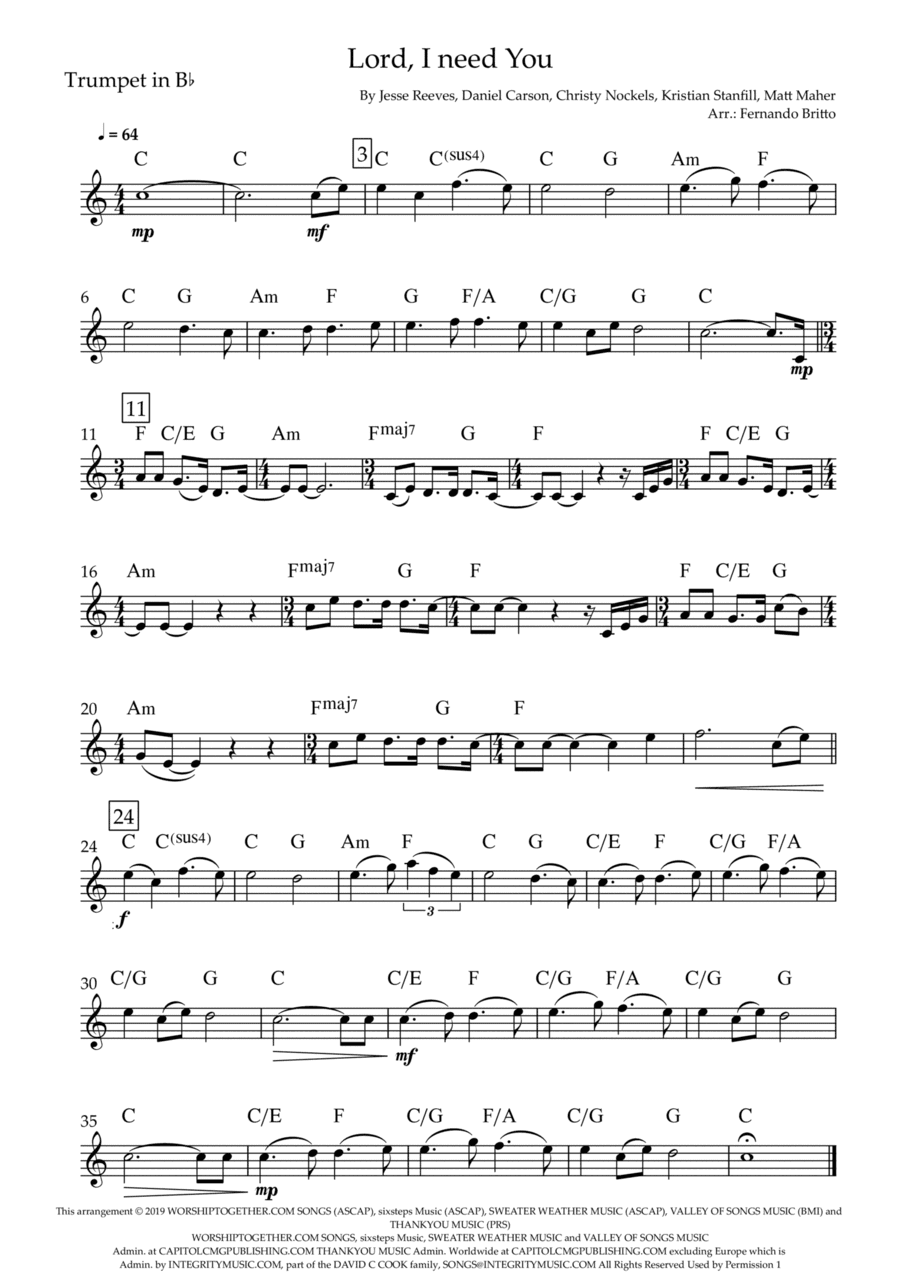 Lord, I Need You (arr. Fernando Britto)
