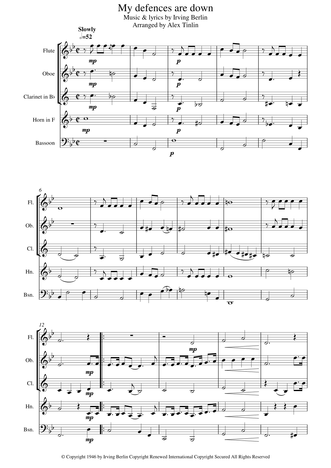 My Defenses Are Down (arr. Alex Tinlin)