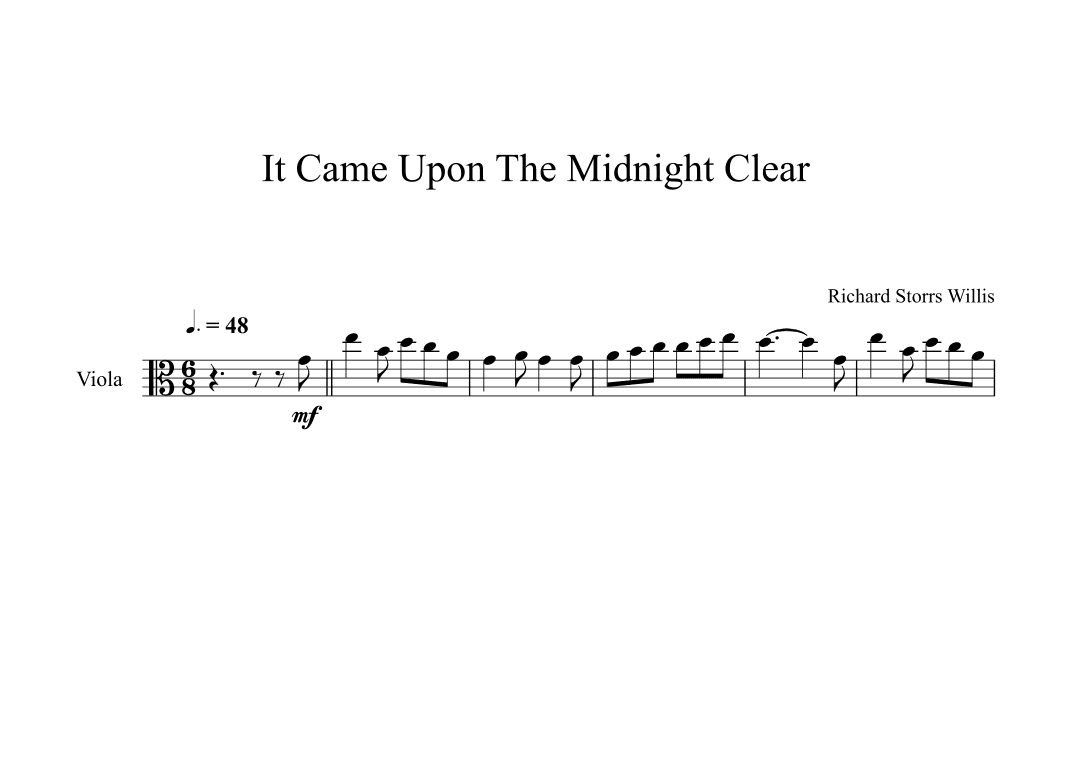 It Came Upon The Midnight Clear - Richard Storrs Willis (Viola) (arr. Digital Book Music)