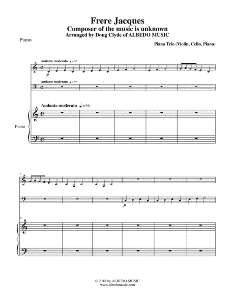 Frere Jacques for Piano Trio (arr. Doug Clyde)