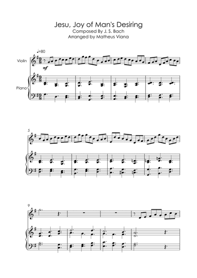 Jesu, Joy of Man's Desiring - J. S. Bach (For Piano and Violin) (arr. Matheus Viana)