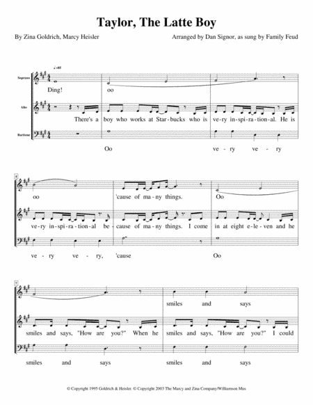 Taylor, The Latte Boy (arr. Dan Signor)