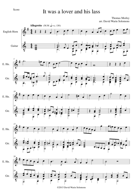 It was a lover and his lass for cor anglais and guitar (arr. David Warin Solomons)