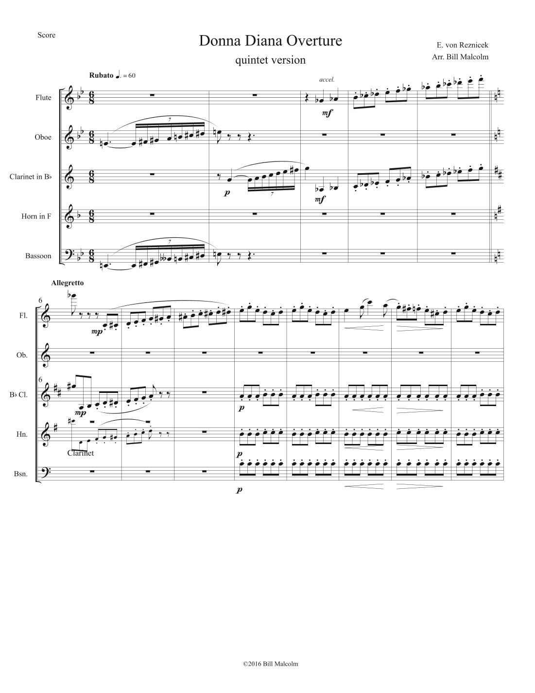 Donna Diana Overture for Wind Quintet (arr. Bill Malcolm)