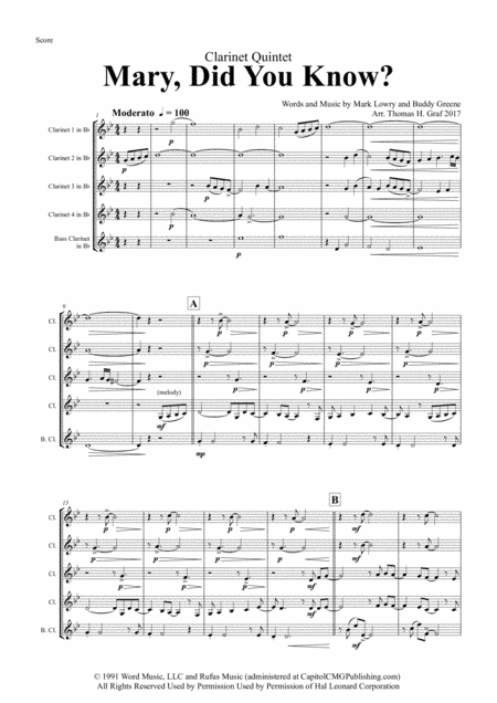 Mary, Did You Know? (arr. Thomas H. Graf)