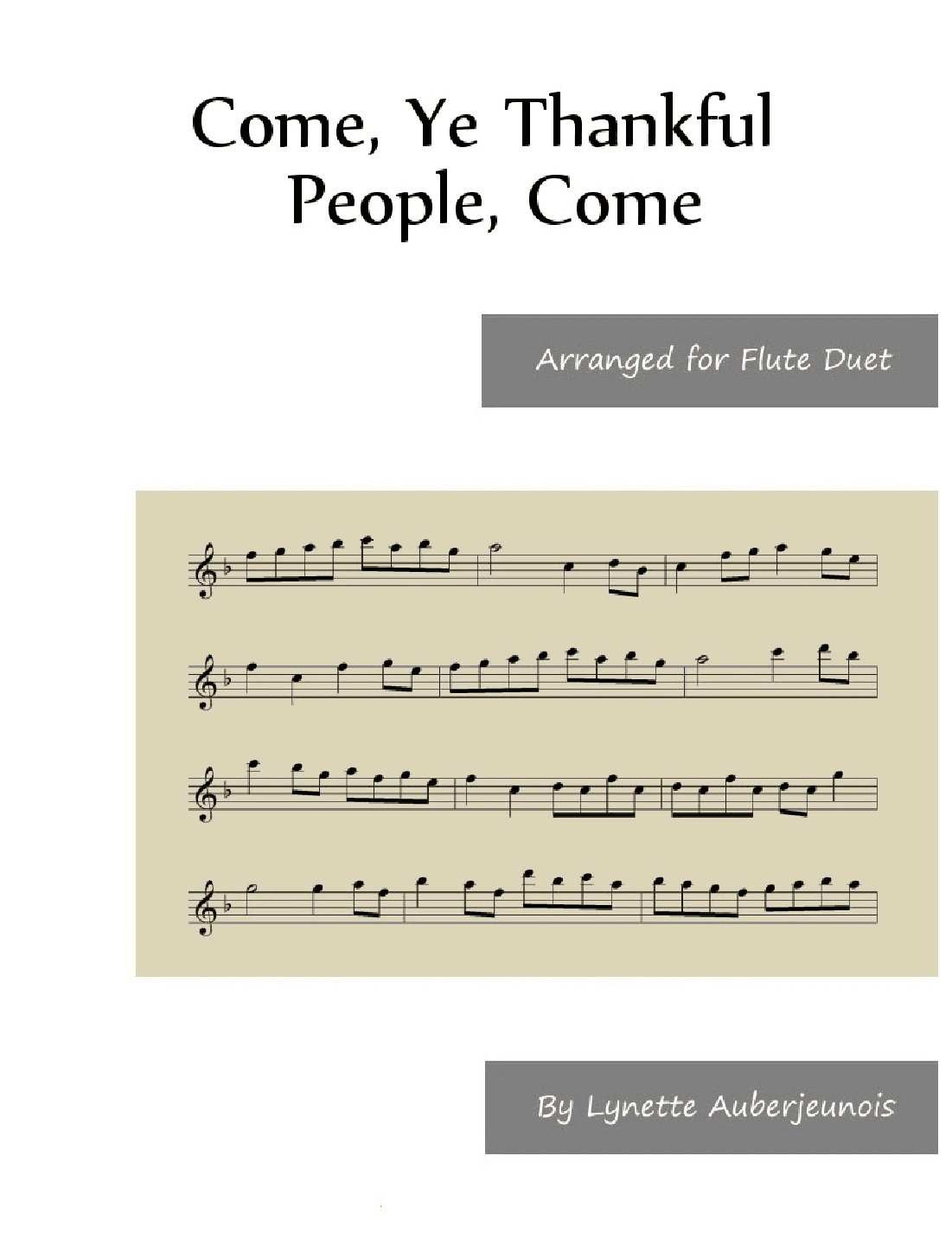 Come, Ye Thankful People, Come - Flute Duet (arr. Lynette Auberjeunois)