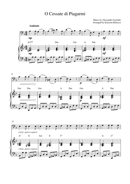 O Cessate di Piagarmi (bassoon solo and piano accompaniment) (arr. Kaiserin Rebecca)