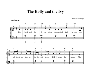 The Holly and the Ivy - piano sheet music (arr. Piano eTutor app)