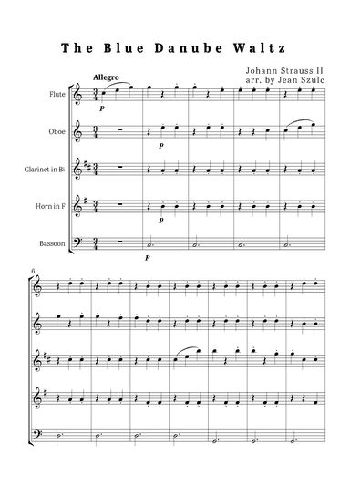 The Blue Danube Waltz - Woodwind Quintet (arr. Jean Szulc)