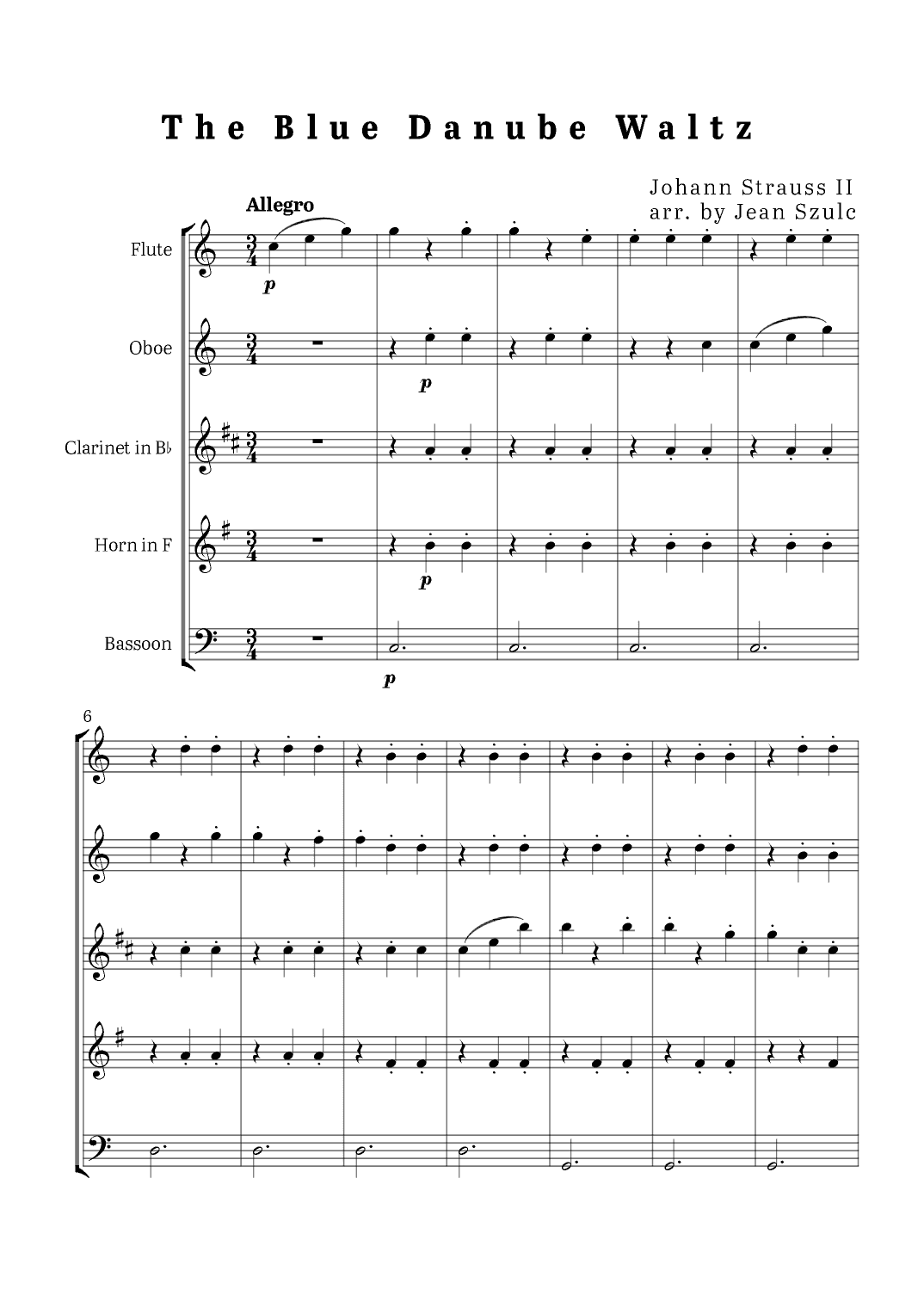 The Blue Danube Waltz - Woodwind Quintet (arr. Jean Szulc)