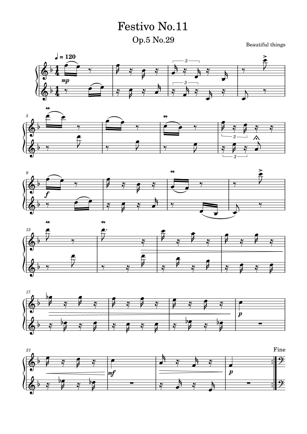 Festivo No.11-Beautiful things Op.5 No.29