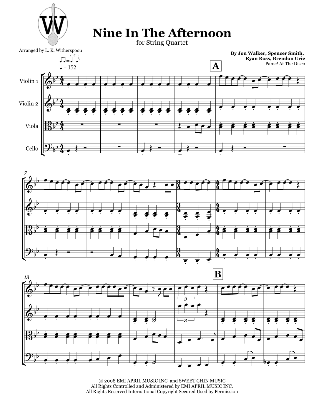 Nine In The Afternoon (arr. L K Witherspoon)