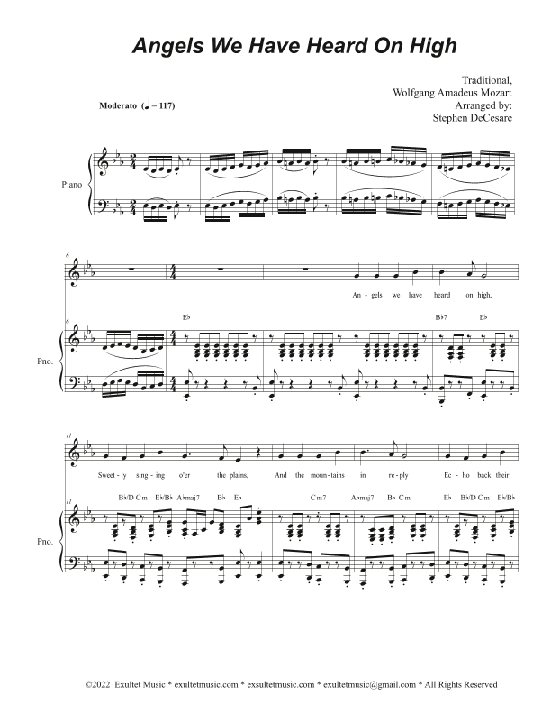 Angels We Have Heard On High (Unison choir - Medium Key) (arr. Stephen DeCesare)