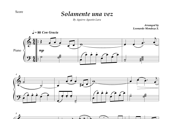 Solamente Una Vez (arr. Leonardo Mendoza S.)