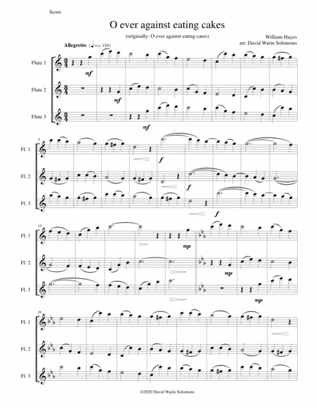 Variations on O ever against eating cakes for 3 flutes (arr. Daavid Warin Solomons)