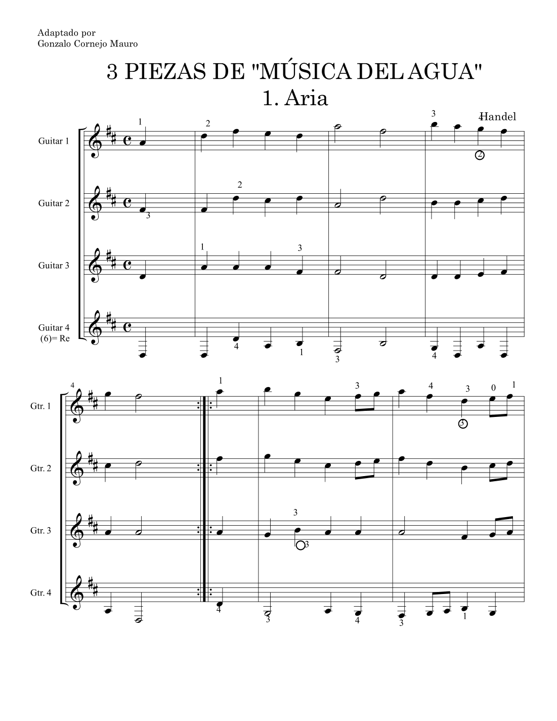 3 PIECES FROM WATER MUSIC - Score Only (arr. GONZALO CORNEJO)